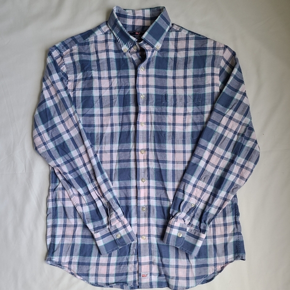 Vineyard Vines Pink and Blue Plaid Classic Fit Murray Shirt - Picture 1 of 4